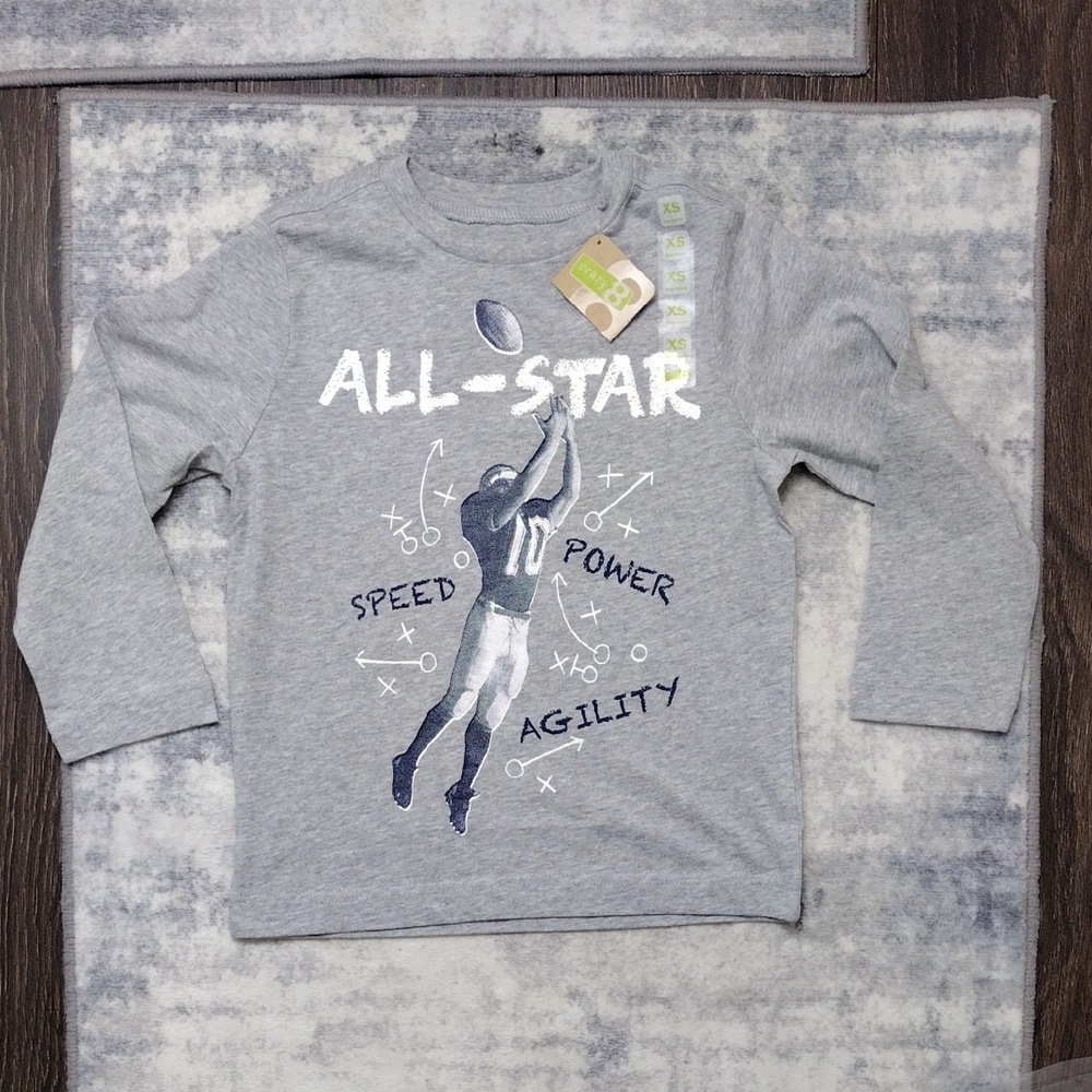 Crazy 8 Gray All-Star Football Kids XS (4) Long Sleeve Shirt